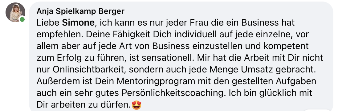 Kundenstimmen Anja zum Mentoringprogramm